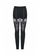 Black Gothic Thigh Splice Hollow-Out Lace Embroidery Legging Pants