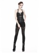 Black Gothic Thigh Splice Hollow-Out Lace Embroidery Legging Pants