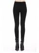 Black Gothic Thigh Splice Hollow-Out Lace Embroidery Legging Pants