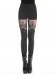 Black Gothic Thigh Splice Embroidery Mesh Legging