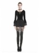 Black Gothic Thigh Splice Embroidery Mesh Legging