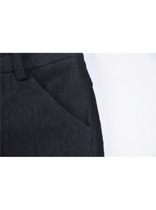 Black Gothic Thigh Splice Embroidery Mesh Legging