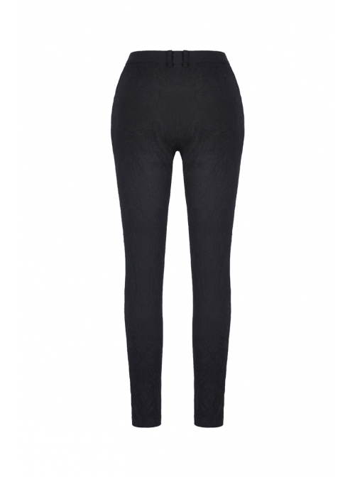 Black Gothic Thigh Splice Embroidery Mesh Legging