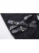 Metal Eyelets Leg Loop Side Lace-Up Black Punk Leather Stripe Trousers