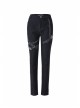 Metal Eyelets Leg Loop Side Lace-Up Black Punk Leather Stripe Trousers
