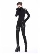 Metal Eyelets Leg Loop Side Lace-Up Black Punk Leather Stripe Trousers