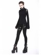Metal Eyelets Leg Loop Side Lace-Up Black Punk Leather Stripe Trousers