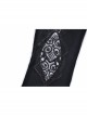 Black Gothic Front Splice Embroidery Mesh Back Lace-Up Legging