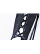 Black Gothic Front Splice Embroidery Mesh Back Lace-Up Legging