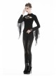 Black Gothic Front Splice Embroidery Mesh Back Lace-Up Legging
