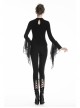 Black Gothic Front Splice Embroidery Mesh Back Lace-Up Legging