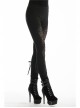 Black Gothic Front Splice Embroidery Mesh Back Lace-Up Legging
