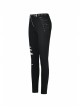 Metal Eyelets Lace-Up Broke Holes Splice Mesh Black Punk Elastic Legging