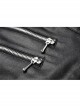 Metal Hasp Side Hollow-Out Lace-Up Black Punk Tight Leather Trousers