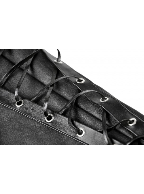 Metal Hasp Side Hollow-Out Lace-Up Black Punk Tight Leather Trousers