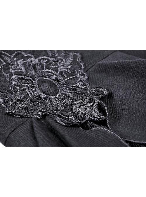 Black Gothic Lace Embroidery Frilly Legging