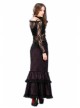 Off-Shoulder Long Sleeve Black Gothic Lace T-Shirt