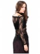 Off-Shoulder Long Sleeve Black Gothic Lace T-Shirt