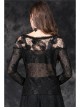 One-Word Front Chest Three-Dimensional Embroidery Lace Long Sleeve Black Gothic T-Shirt