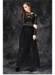 One-Word Front Chest Three-Dimensional Embroidery Lace Long Sleeve Black Gothic T-Shirt