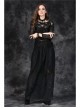 One-Word Front Chest Three-Dimensional Embroidery Lace Long Sleeve Black Gothic T-Shirt