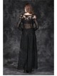 One-Word Front Chest Three-Dimensional Embroidery Lace Long Sleeve Black Gothic T-Shirt