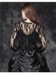 Black Gothic Front Chest Lace-Up Jacquard Hollow-Out Lace T-Shirt