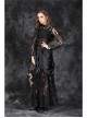 Black Gothic Front Chest Lace-Up Jacquard Hollow-Out Lace T-Shirt