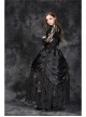 Black Gothic Front Chest Lace-Up Jacquard Hollow-Out Lace T-Shirt