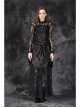 Black Gothic Front Chest Lace-Up Jacquard Hollow-Out Lace T-Shirt