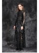 Black Gothic Front Chest Lace-Up Jacquard Hollow-Out Lace T-Shirt