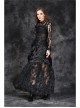 Black Gothic Front Chest Lace-Up Jacquard Hollow-Out Lace T-Shirt