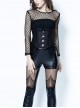Black Punk Perspective Mesh Long Sleeve T-Shirt