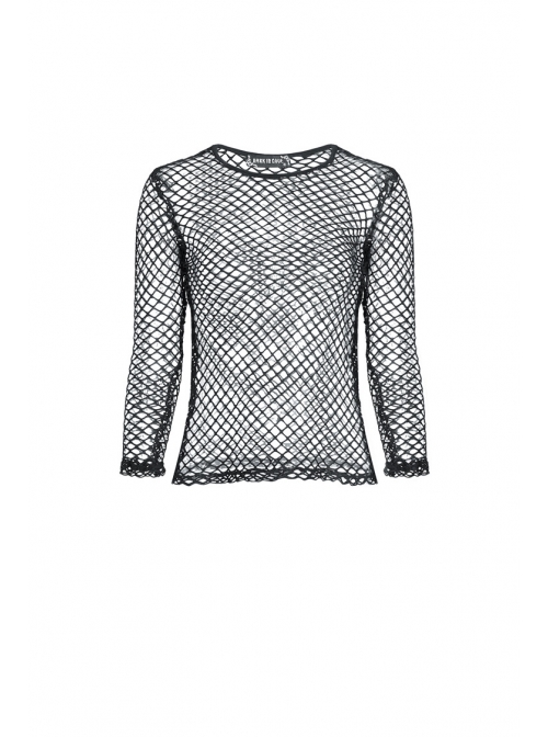 Black Punk Perspective Mesh Long Sleeve T-Shirt