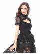 Lace High Collar Bubble Sleeve Backless Black Gothic Knit T-Shirt