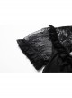 Lace High Collar Bubble Sleeve Backless Black Gothic Knit T-Shirt