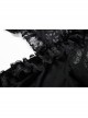 Lace High Collar Bubble Sleeve Backless Black Gothic Knit T-Shirt