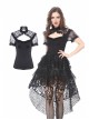 Lace High Collar Bubble Sleeve Backless Black Gothic Knit T-Shirt