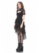 Lace High Collar Bubble Sleeve Backless Black Gothic Knit T-Shirt
