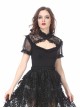 Lace High Collar Bubble Sleeve Backless Black Gothic Knit T-Shirt