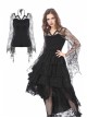 Back Lace-Up Lace Bat Sleeves Black Gothic Knit Halter T-Shirt