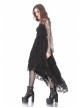 Back Lace-Up Lace Bat Sleeves Black Gothic Knit Halter T-Shirt