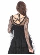Back Lace-Up Lace Bat Sleeves Black Gothic Knit Halter T-Shirt