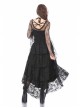 Back Lace-Up Lace Bat Sleeves Black Gothic Knit Halter T-Shirt