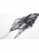 Front Lace-Up Transparent Lace Big Sleeves Black Gothic T-Shirt