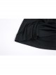 One-Word Shoulder Lace Cuff Front Chest Embroidery Decals Black Gothic Knit T-Shirt