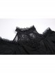 Lace High Collar Off-Shoulder Short Sleeve Black Gothic T-Shirt