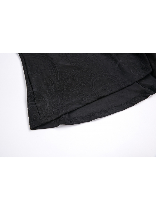 Lace High Collar Off-Shoulder Short Sleeve Black Gothic T-Shirt