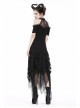 Lace High Collar Off-Shoulder Short Sleeve Black Gothic T-Shirt