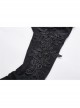 V-Neck Splice Lace Embroidery Flare Sleeve Lace-Up Cuff Black Gothic Knit T-Shirt